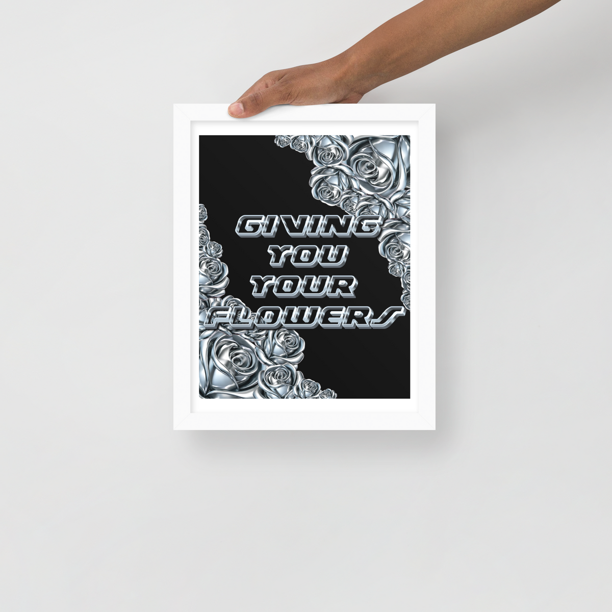 Giving You Your Flowers Chrome Roses - Framed Wall Art Print