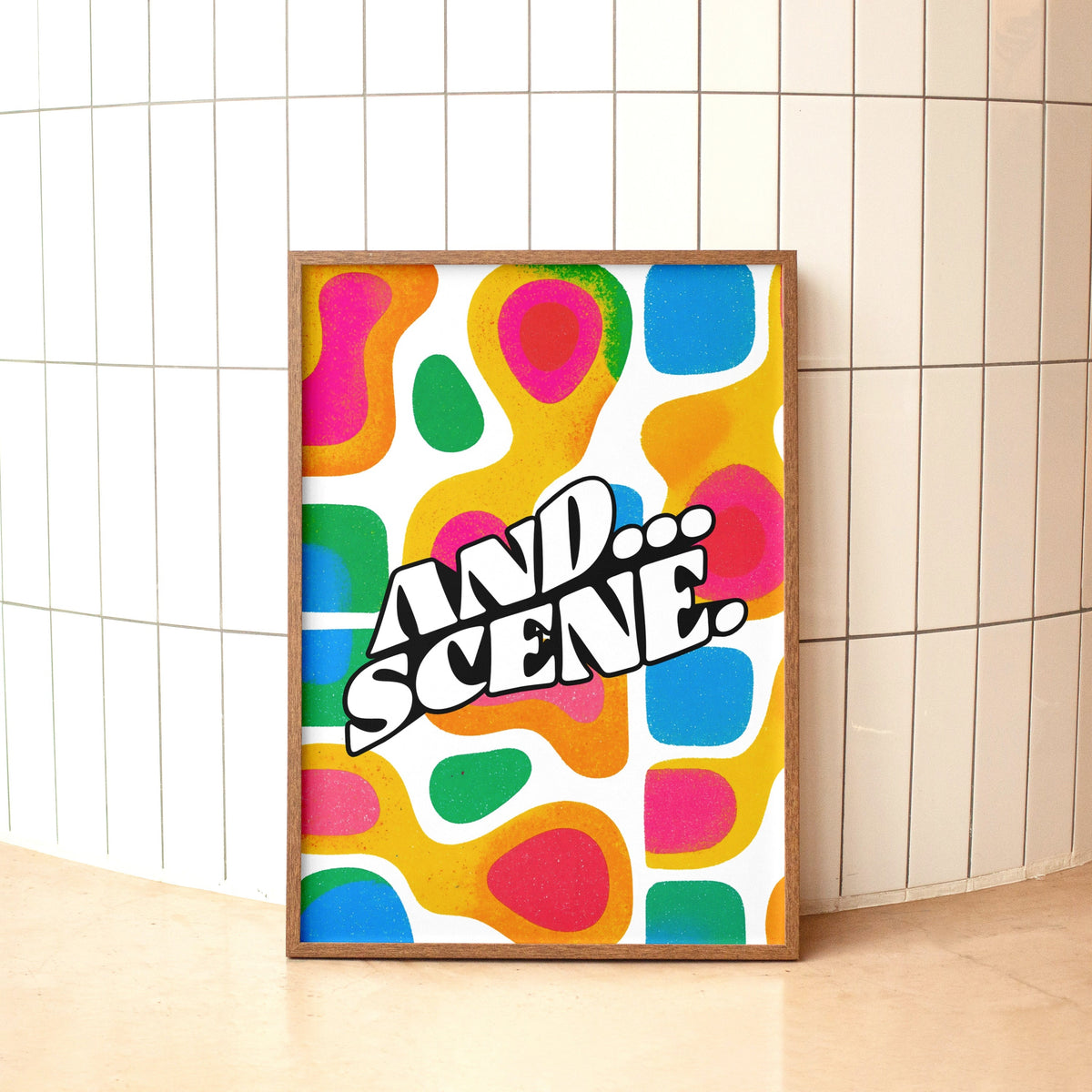 And Scene Vibrant Puzzle Risoprint Style Wall Art Print
