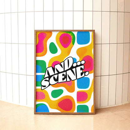 And Scene Vibrant Puzzle Risoprint Style Wall Art Print