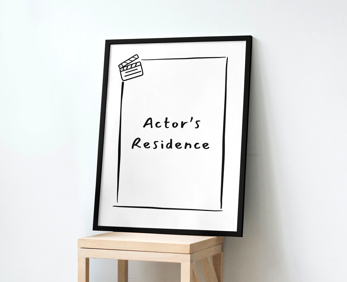 Actor's Residence Clapperboard Black and White Wall Art Print