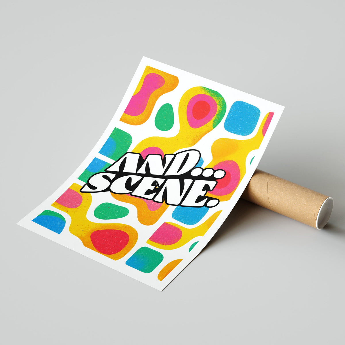 And Scene Vibrant Puzzle Risoprint Style Wall Art Print