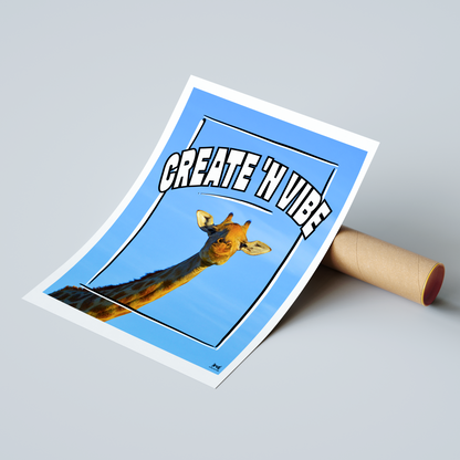 Create 'n Vibe Hi In The Sky Giraffe Wall Art Print