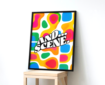 And Scene Vibrant Puzzle Risoprint Style Wall Art Print