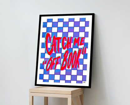 Catch Me "Off Book" Red and Purple Tones VHS Checkerboard Wall Art Print