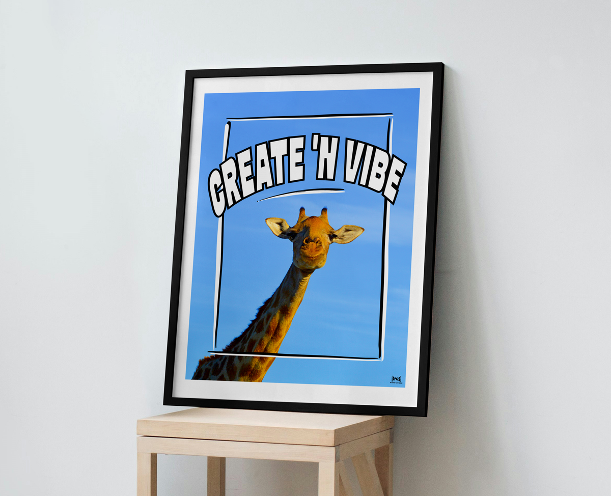 Create 'n Vibe Hi In The Sky Giraffe Wall Art Print