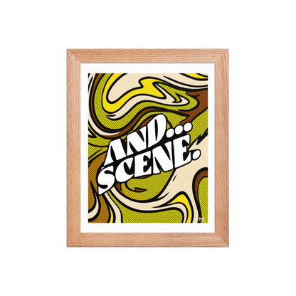 And Scene Abstract Swirls Khaki Hues - Framed Wall Art Print