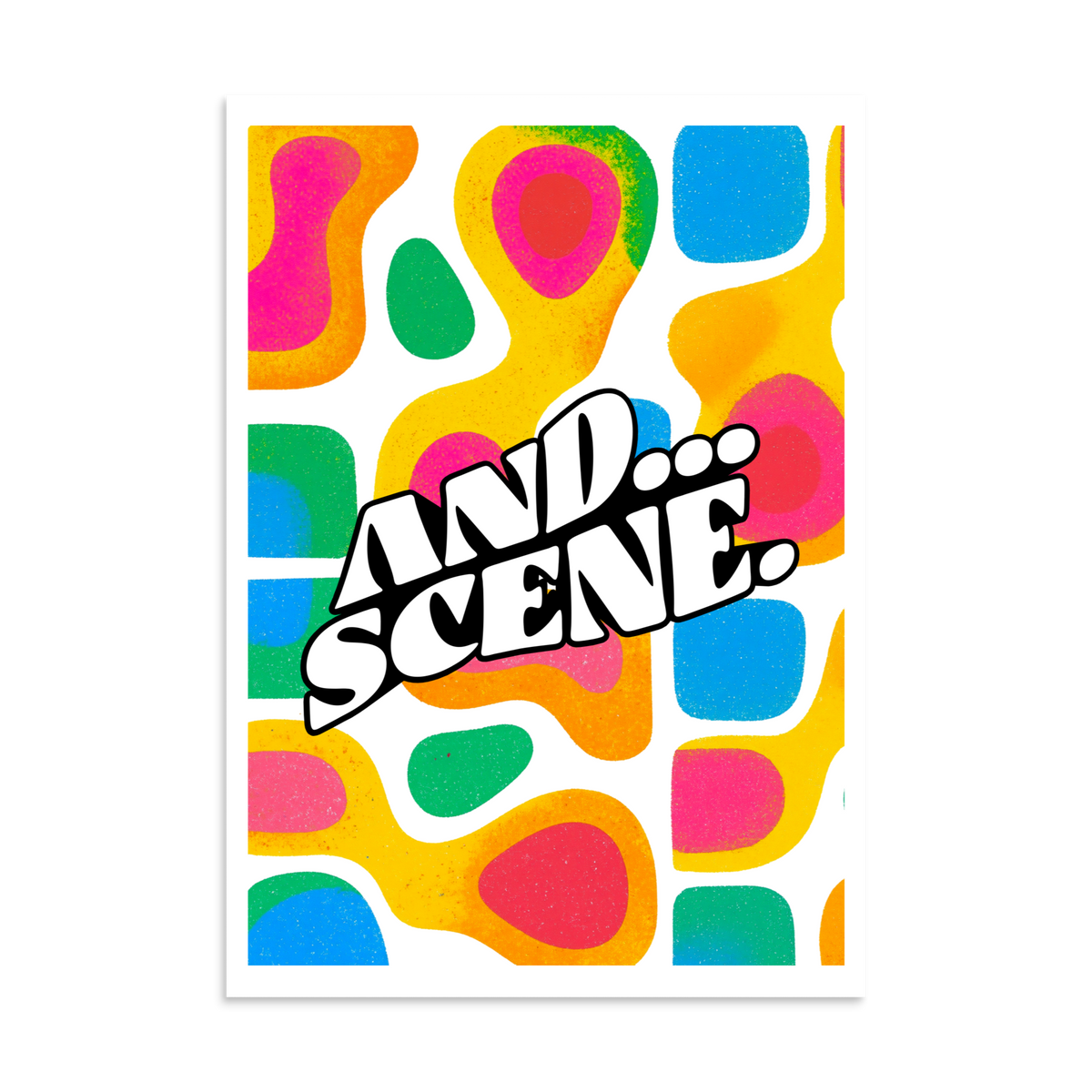 And Scene Vibrant Puzzle Risoprint Style Wall Art Print