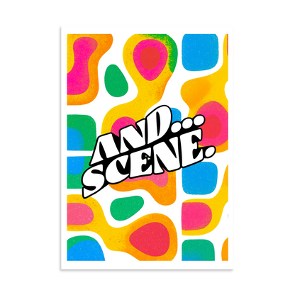 And Scene Vibrant Puzzle Risoprint Style Wall Art Print
