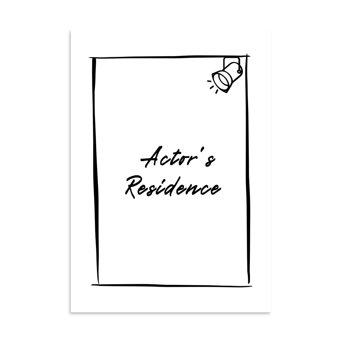 Actor's Residence Right Hand Spotlight Black and White Wall Art Print