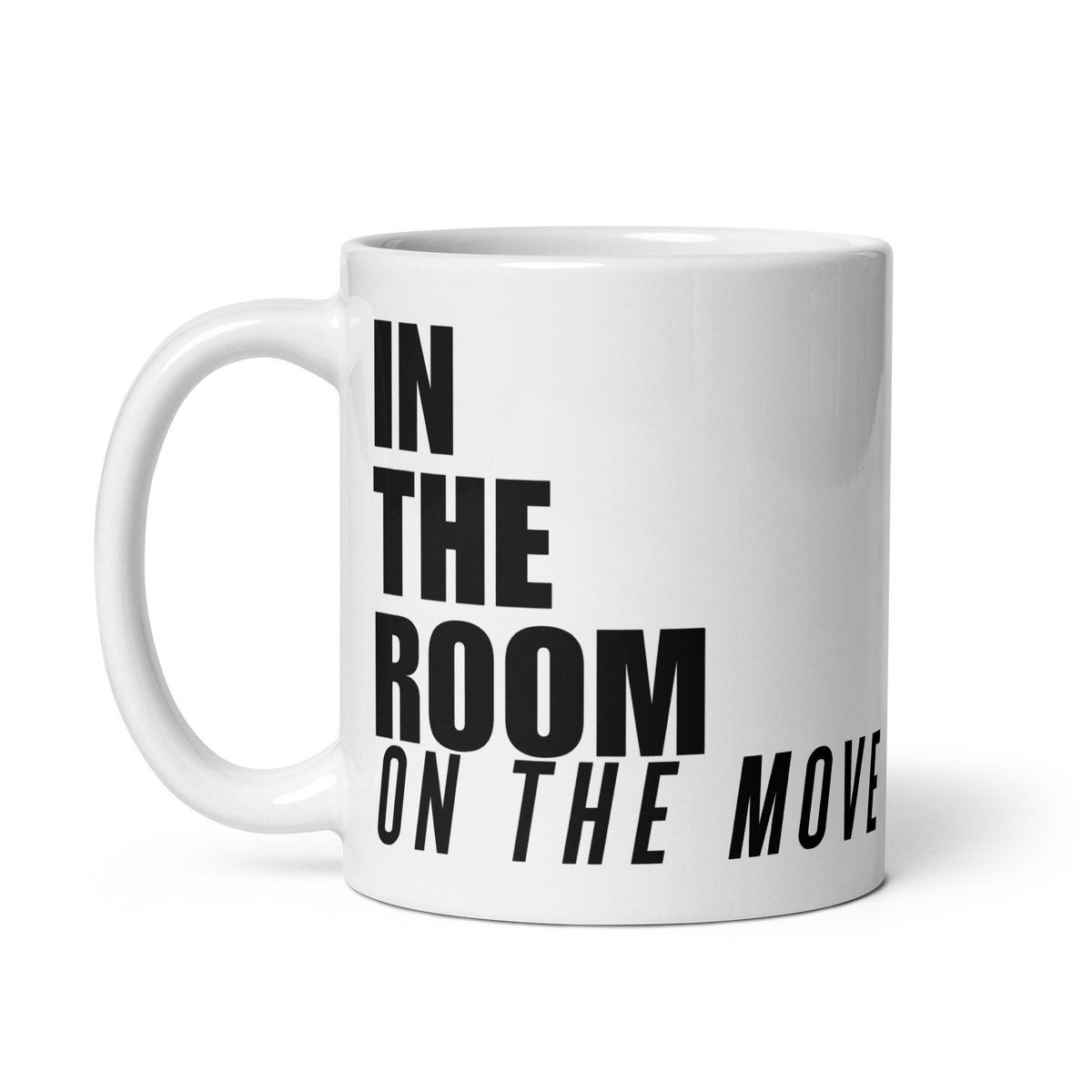 In The Room On The Move Black and White Mug