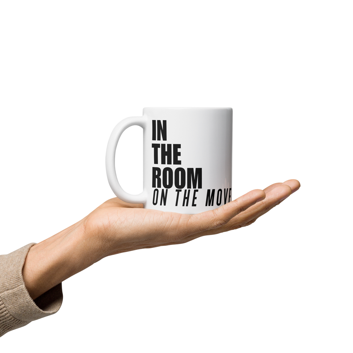 In The Room On The Move Black and White Mug